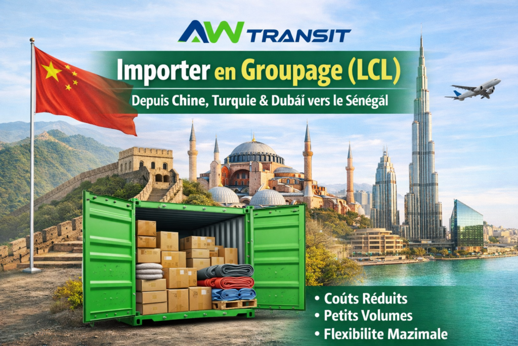 Importer en groupage (LCL) depuis la Chine, la Turquie ou Dubaï vers le Sénégal : guide stratégique pour les importateurs

Dans un contexte où les échanges commerciaux internationaux se développent rapidement, de nombreux importateurs sénégalais cherchent des solutions flexibles et économiques pour s’approvisionner. Le transport en groupage (LCL – Less than Container Load) s’impose aujourd’hui comme une option stratégique pour importer depuis des hubs majeurs tels que la Chine, la Turquie et Dubaï.

Accessible, modulable et adapté aux petits volumes, le LCL constitue une porte d’entrée idéale pour les entreprises souhaitant maîtriser leurs coûts tout en développant leur activité.

Qu’est-ce que le transport en groupage (LCL) ?

Le LCL désigne un mode de transport maritime dans lequel plusieurs expéditeurs partagent un même conteneur. Chaque importateur paie uniquement pour l’espace occupé par sa marchandise.

Ce modèle permet de :

réduire les coûts logistiques,
importer en petites quantités,
tester de nouveaux marchés ou produits.
Pourquoi importer en LCL depuis la Chine, la Turquie ou Dubaï ?

Ces trois zones représentent des pôles stratégiques du commerce international.

La Chine : le leader mondial de la production

La Chine est incontournable pour :

les produits manufacturés,
l’électronique,
les équipements industriels.

👉 Le LCL permet d’importer sans devoir remplir un conteneur entier.

La Turquie : qualité et proximité relative

La Turquie offre :

des produits de qualité à prix compétitifs,
une logistique plus rapide que l’Asie,
une forte présence dans le BTP et le textile.

👉 Idéal pour des importations régulières en volumes intermédiaires.

Dubaï : un hub commercial international

Dubaï est une plateforme de redistribution mondiale, notamment pour :

l’électronique,
les pièces automobiles,
les produits reconditionnés ou en stock.

👉 Le LCL y est très utilisé pour des achats rapides et diversifiés.

Fonctionnement du groupage à l’import vers le Sénégal

Le processus LCL se déroule en plusieurs étapes :

1. Collecte des marchandises

Les produits sont acheminés vers un entrepôt de consolidation dans le pays d’origine.

2. Consolidation

Les marchandises de différents clients sont regroupées dans un conteneur.

3. Transport maritime

Le conteneur est expédié vers le port de Dakar.

4. Dégroupage

À l’arrivée, les marchandises sont séparées dans un entrepôt local.

5. Dédouanement et livraison

Chaque importateur récupère sa marchandise après les formalités douanières.

Avantages du transport LCL
1. Réduction des coûts

Vous payez uniquement pour le volume utilisé.

2. Flexibilité

Pas besoin d’attendre de remplir un conteneur.

3. Gestion des stocks

Approvisionnement progressif et maîtrisé.

Limites à prendre en compte
Délais plus longs

La consolidation peut rallonger le temps d’expédition.

Manipulation multiple

Les marchandises sont plus exposées aux risques (casse, erreurs).

Coût moins compétitif à gros volume

Au-delà d’un certain seuil, le FCL devient plus rentable.

Conseils pour réussir son import en LCL
bien emballer les marchandises,
vérifier les documents (facture, BL, certificat d’origine),
anticiper les délais,
choisir un transitaire expérimenté.
Pourquoi choisir AW Transit pour vos opérations LCL ?

AW Transit accompagne les importateurs à chaque étape :

organisation du groupage,
suivi des expéditions,
gestion du dédouanement,
optimisation des coûts.

Grâce à une expertise locale et internationale, AW Transit garantit une logistique fiable, transparente et adaptée aux réalités du marché sénégalais.

Conclusion

Le transport en groupage (LCL) est une solution stratégique pour importer depuis la Chine, la Turquie ou Dubaï vers le Sénégal sans mobiliser des volumes importants. Flexible et accessible, il permet de tester, développer et sécuriser ses opérations commerciales.

Cependant, pour en tirer pleinement profit, il est essentiel de s’appuyer sur un partenaire logistique compétent et de maîtriser les fondamentaux du commerce international.

👉 Pour aller plus loin, découvrez également notre guide sur le conteneur complet (FCL