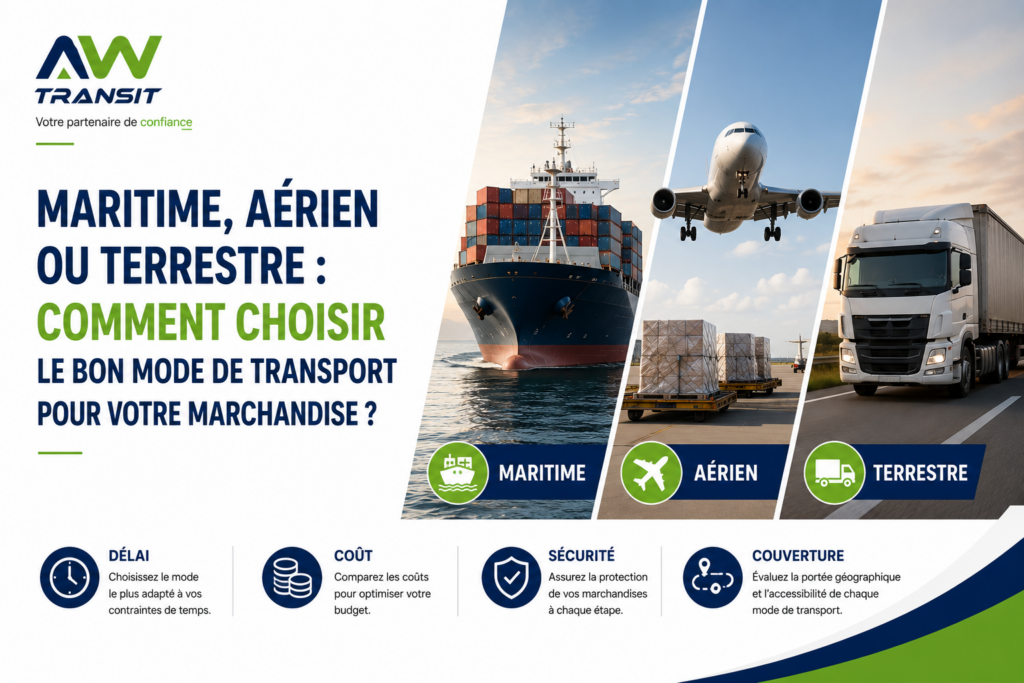 Maritime, aérien ou terrestre : comment choisir le bon mode de transport pour votre marchandise ?